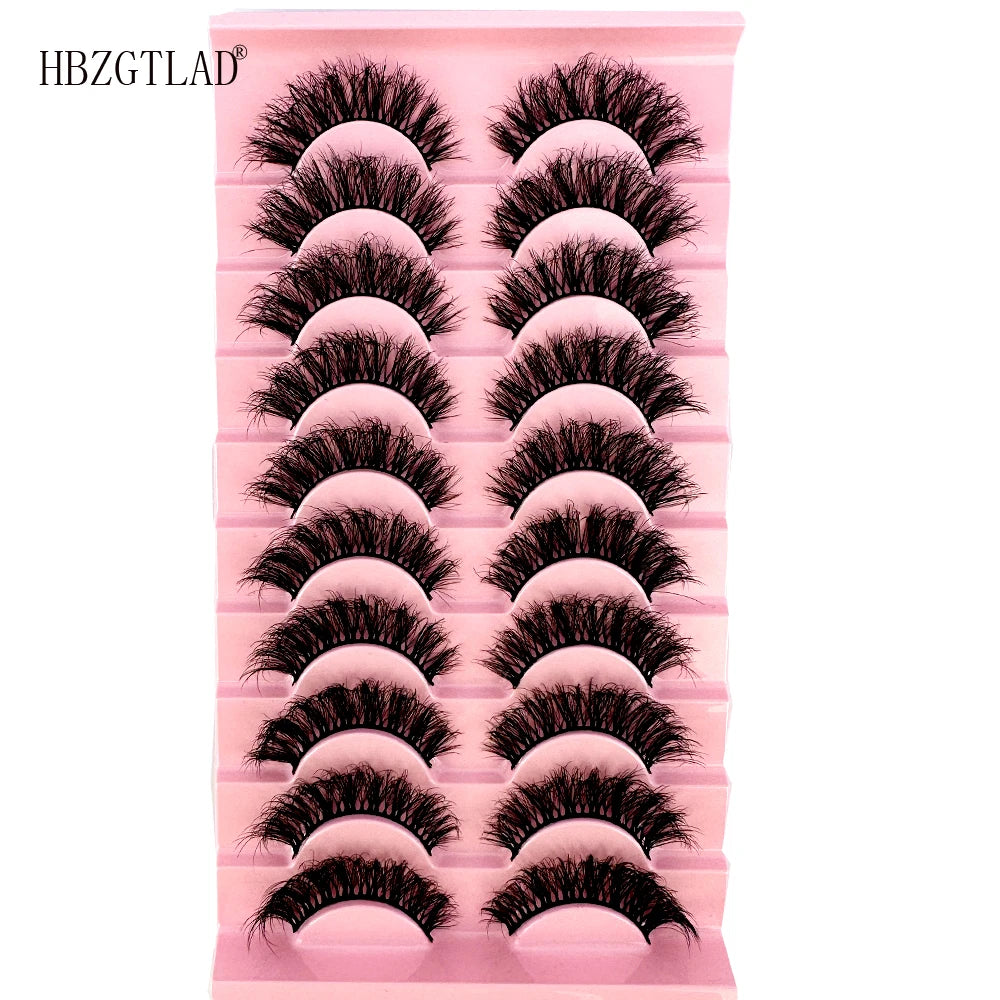10 Pairs Fluffy Mink False Eyelashes - Natural Dramatic Look, Wispy & Long