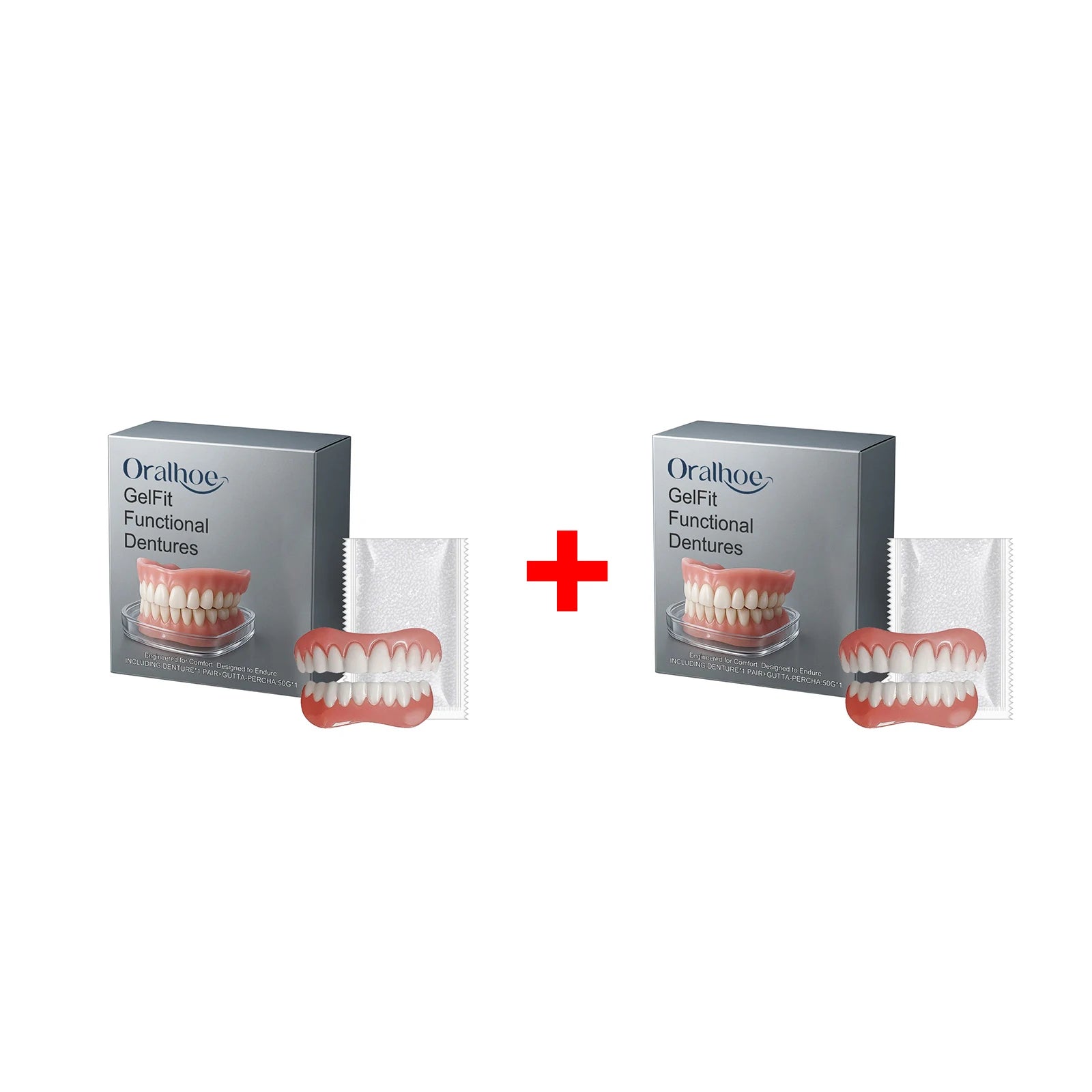 Full Set Silicone Dentures - Soft, Custom Fit, Temporary Broken Teeth Replacement