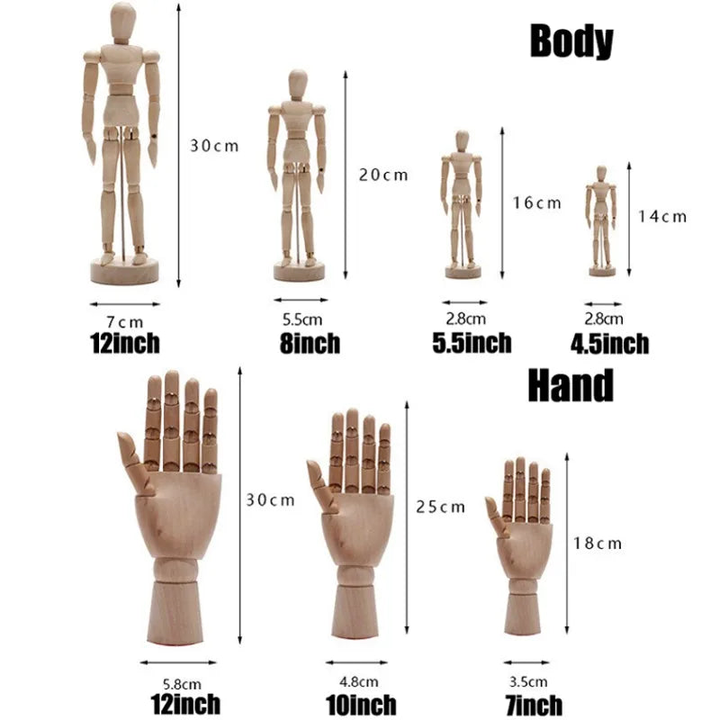 Artistic Wooden Sketch Mannequin with Movable Limbs for Drawing & Decoration