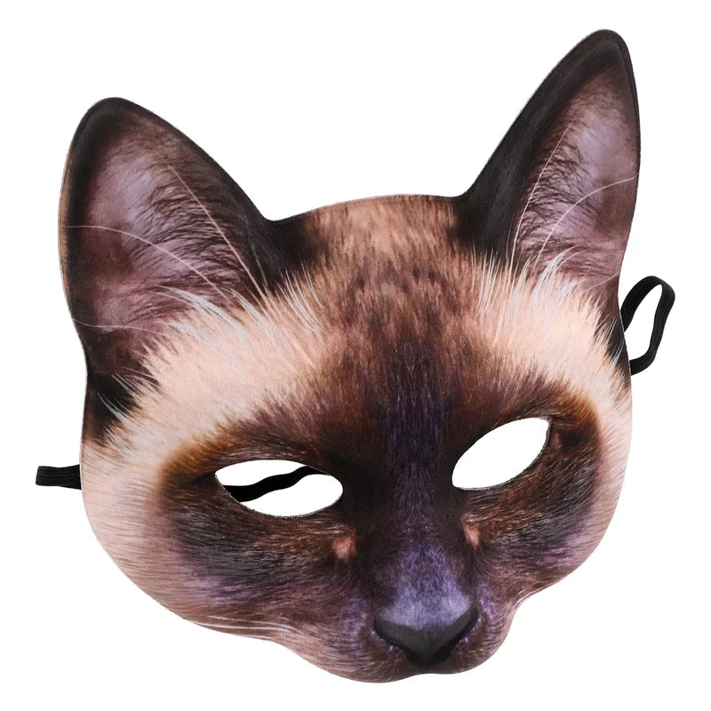 Cat Mask Halloween Headband with Veil Costume Masquerade Cosplay Face Accessory