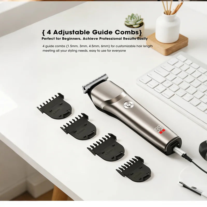Rechargeable Hair Clipper for Men, Electric Grooming Trimmer with T-Shaped Blade