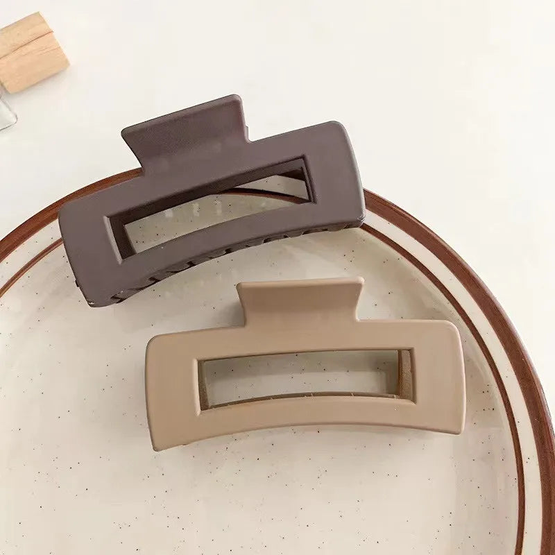 4-Pack Women Hair Claw Clips Solid Color Big Square & Rectangle Hair Accessories