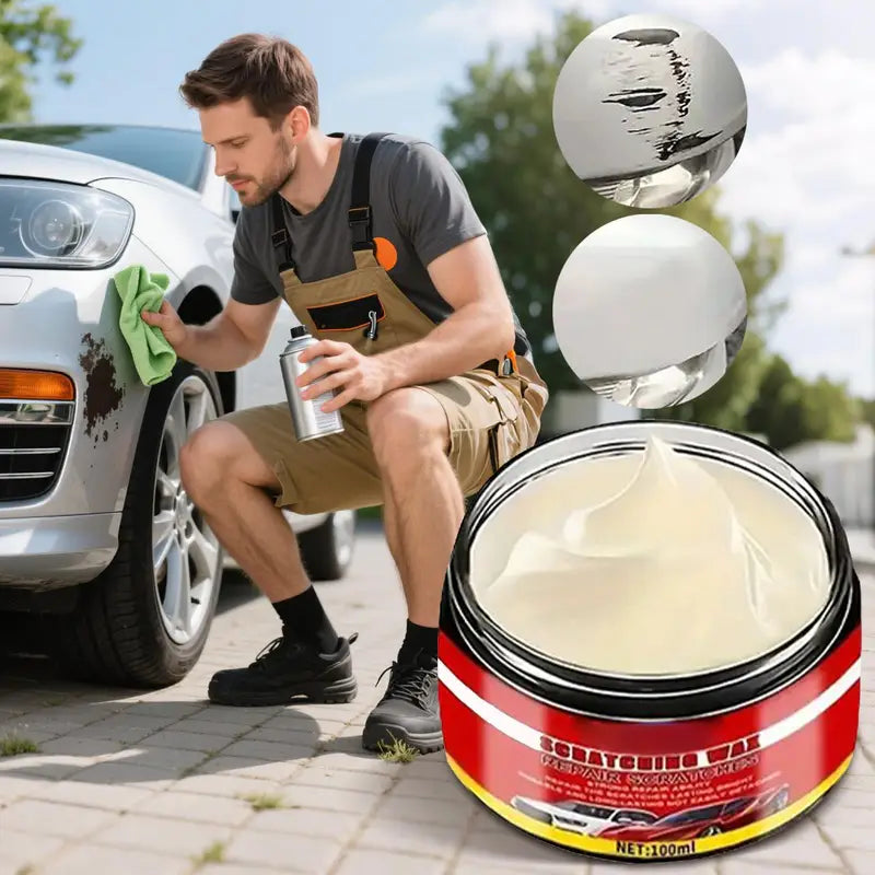100ml Car Scratch Repair Wax with Sponge - Long Lasting Paint Coating & Polishing Kit