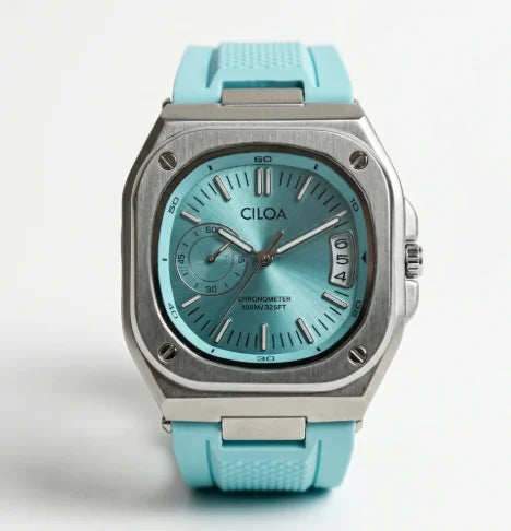 Men's Sports Wristwatch with Rubber Strap and Plastic Case