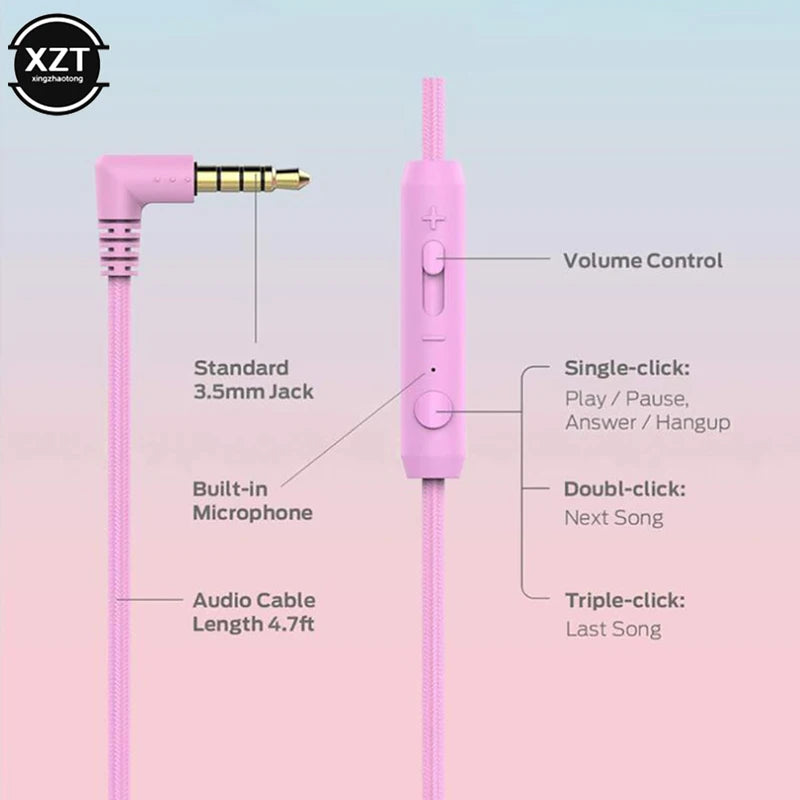 Kids Wired Headphones with Microphone, Foldable Stereo Earphones for Online Learning and Gaming