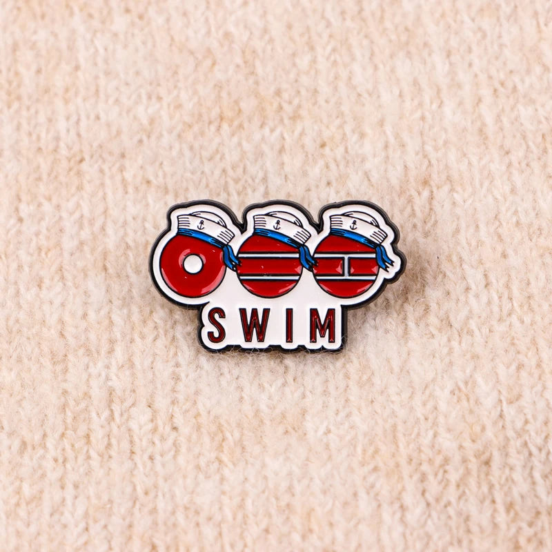 Swim Quote Enamel Pins Badge Brooches for Clothing & Accessories