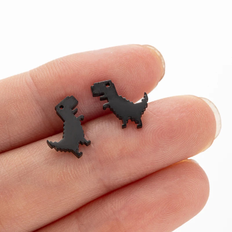 Minimalist Cute Dinosaur Stud Earrings for Women and Girls - Stainless Steel Jewelry Gift Set