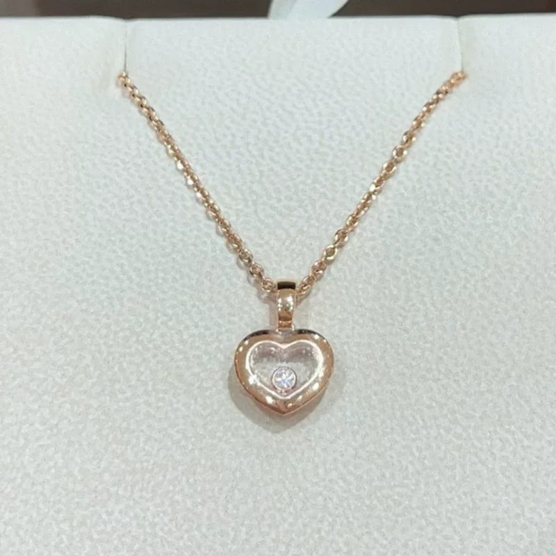Sterling Silver Necklace Heart Pendant with Zirconia for Women - Multiple Colors
