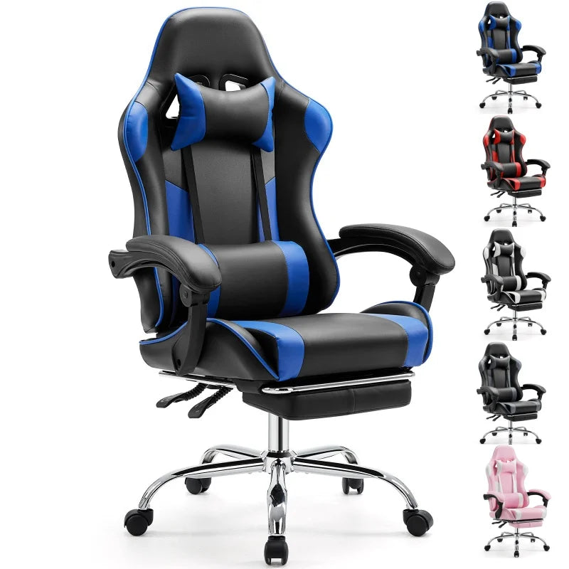 Ergonomic Racing Gaming Chair with Adjustable Height & Swivel PU Leather