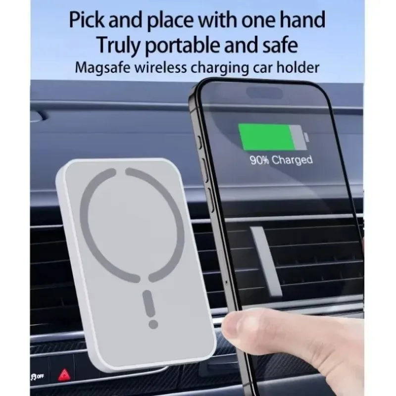 Magnetic Wireless Car Charger with Air Vent Mount for iPhone 12-17 - Fast Charging & Adjustable View