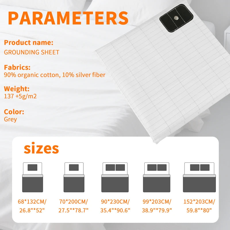 Grounding Bed Sheet for Better Sleep Organic Cotton Silver Fiber Earth Energy Mat