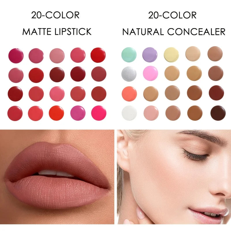 Complete Cosmetic Gift Set with Lipstick and Eyeshadow Palette - Long-lasting & Smudge-proof