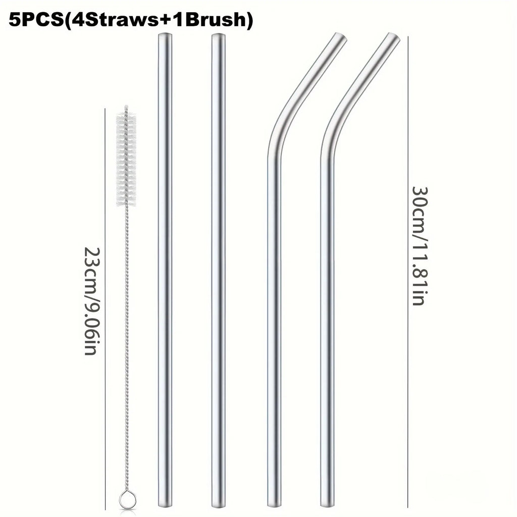 Reusable 30cm Stainless Steel Drinking Straw for Cocktails & Smoothies