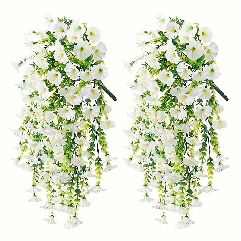 Artificial Morning Glory Wall Hanging - Faux Violet Vines for Home Garden Wedding Decor