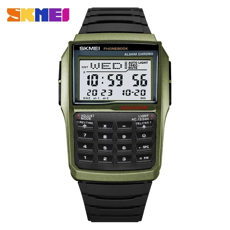 Sports Waterproof Digital Watch for Men Dual Time Countdown Casual Wristwatch
