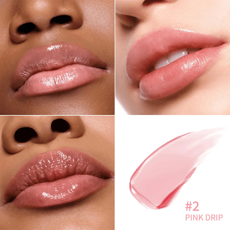 Hydrating Lip Oil Balm with Hyaluronic Acid & Glossy Finish - 24HR Moisturizing