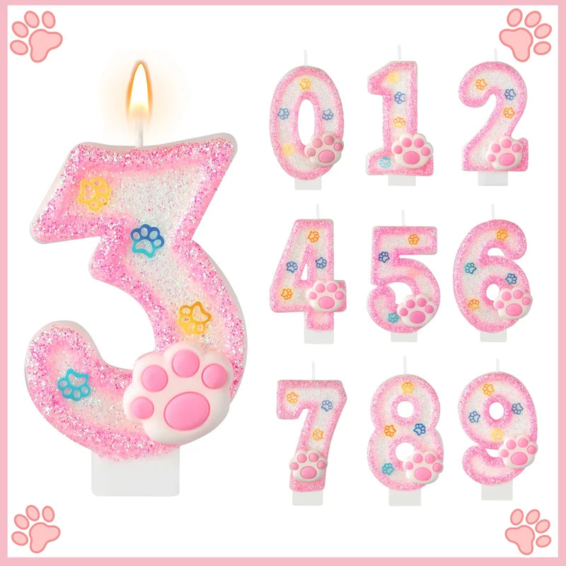 Dog and Cat Birthday Candle Paw Cake Topper for Pet Themed Parties - Multiple Colors