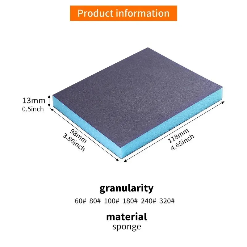 Sanding Sponges 6-Piece Set 60-320 Grit Washable Reusable Wet Dry Abrasive Blocks for Metal Wood Polishing