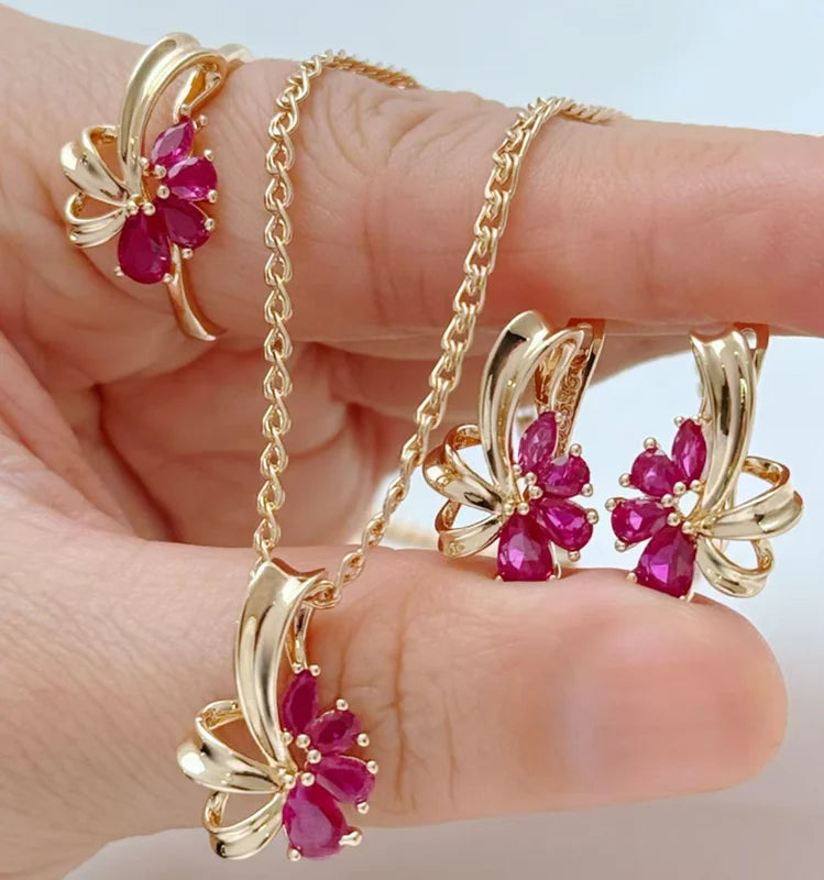 Elegant Flower-Shaped Zircon Ring for Women - Rose Gold Wedding & Party Jewelry