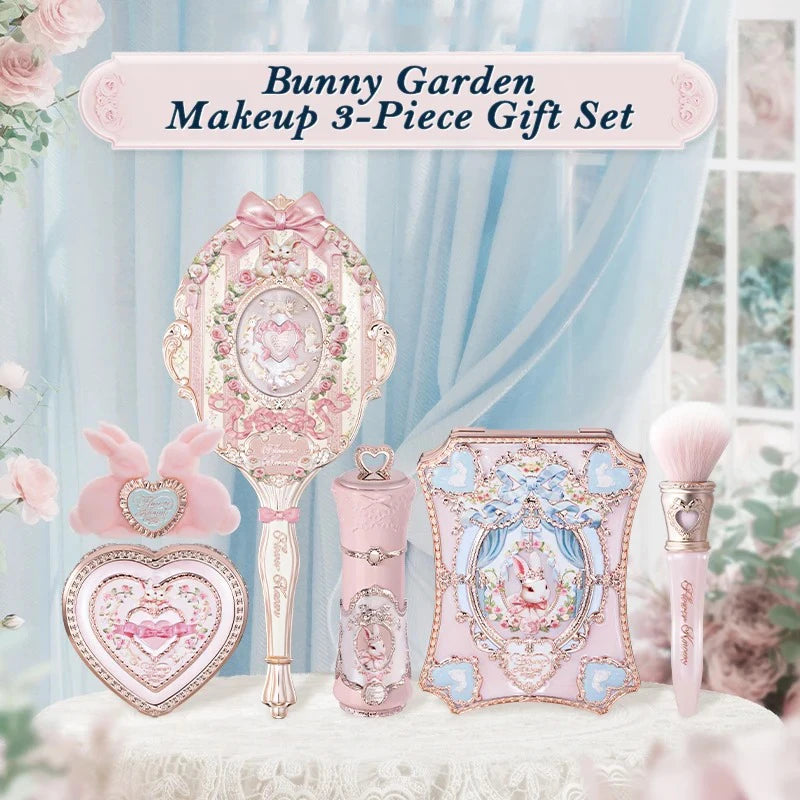 Makeup Gift Set with Eyeshadow Palette and Lipstick - Bunny Garden Collection