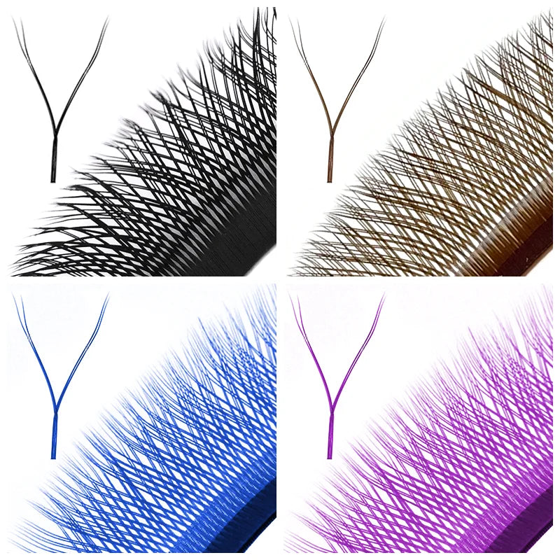 False Eyelashes Extension YY Shape with Ombre Colors and C/D Curl - Natural Look