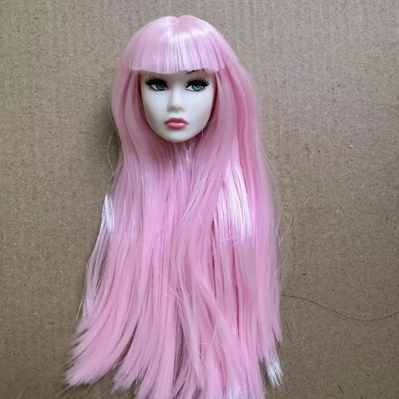 DIY Doll Head with Long Hair for 1/6 Figures, Face Practice Accessory