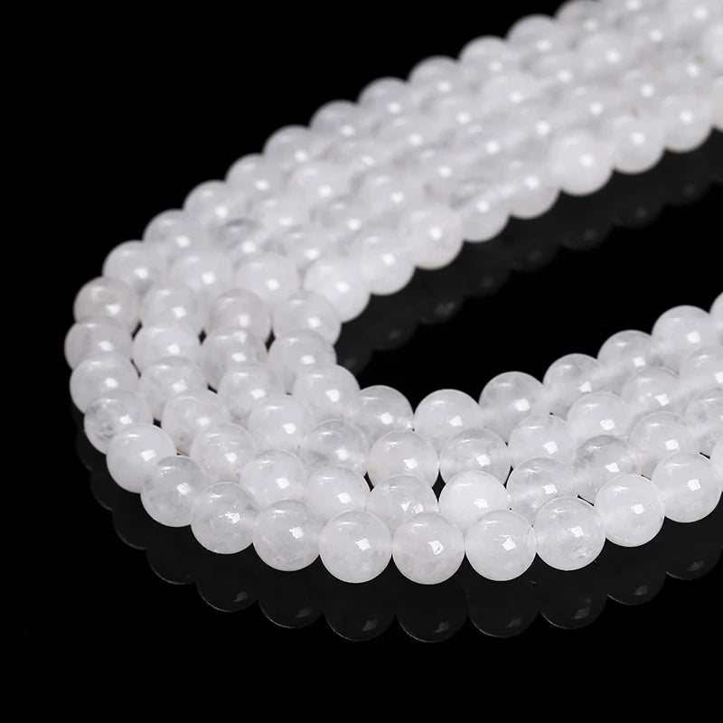 Natural Stone Beads for Jewelry Making - White Jade Round Loose Spacer Beads