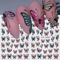 Glitter Butterfly Nail Stickers Decals - Self-Adhesive Floral & Gothic Designs
