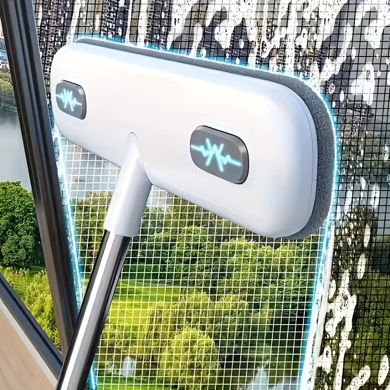 Magic Window Cleaning Brush & Pet Hair Remover with Retractable Double Rod