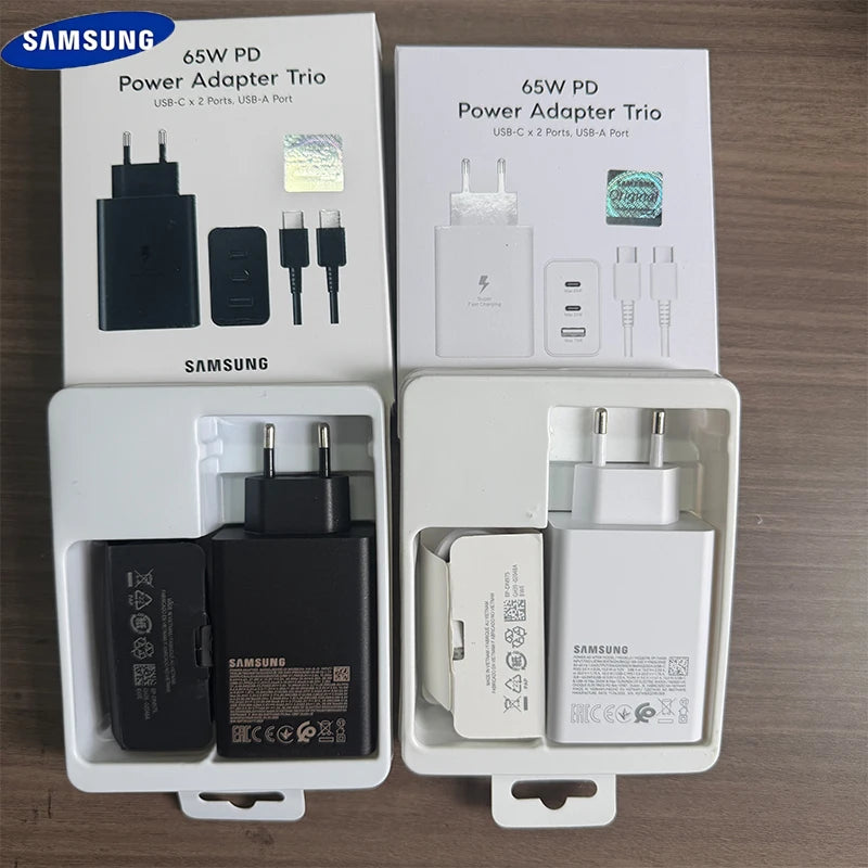 Samsung 65W 3-Port Fast Charging Wall Charger for Phones, Tablets, Laptops