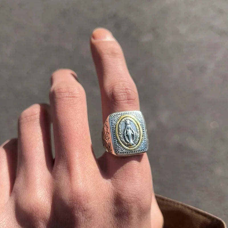 Silver Faith Ring with Notre Dame Design - Religious Jewelry for Men and Women