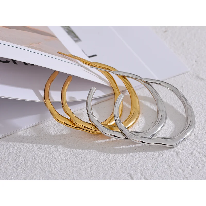 Minimalist Stainless Steel Geometric Earrings - Waterproof 18K Gold Plated Jewelry for Daily Wear
