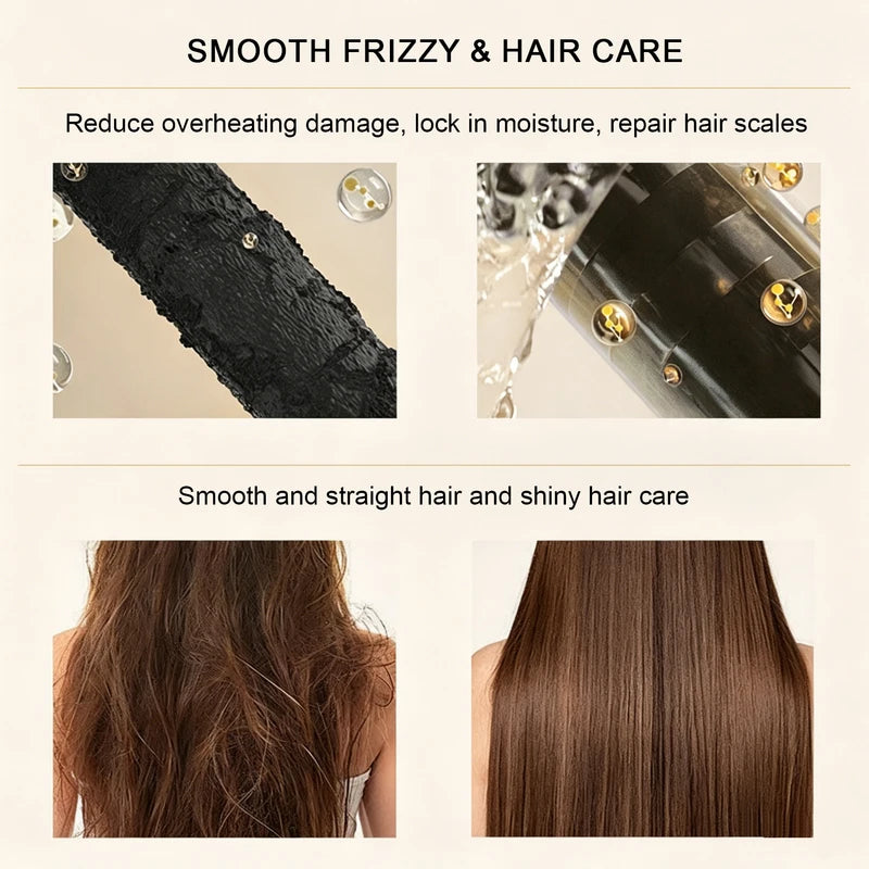 Steam Hair Straightener Brush with Red Light Therapy & Hot Mist - 4 Temperature Settings