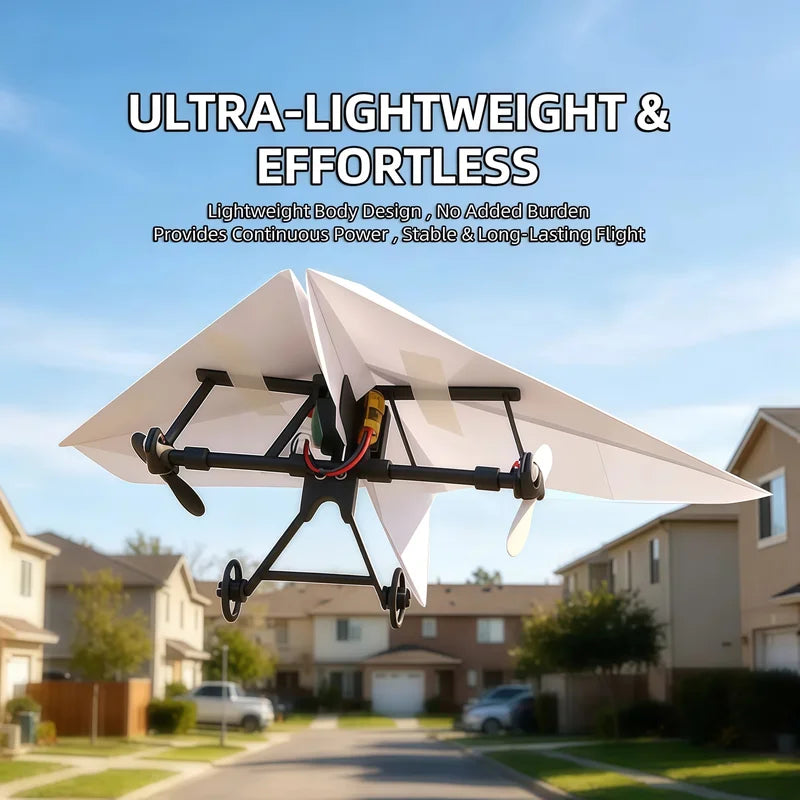 RC Paper Airplane Kit - Remote Control Flying Toy with Gyro & Dual Propellers, DIY Foldable STEM Gift for Kids & Adults