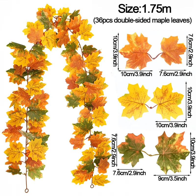 Thanksgiving Fall Maple Vine Garland Artificial Autumn Foliage Decor