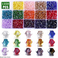 Crystal Bead Set for Jewelry Making - Irregular Glass Bicone Spacer Kit, Multi-Color