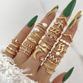 Simple Wave Jewelry Rings Set for Women - Crystal Heart & Multiple Colors