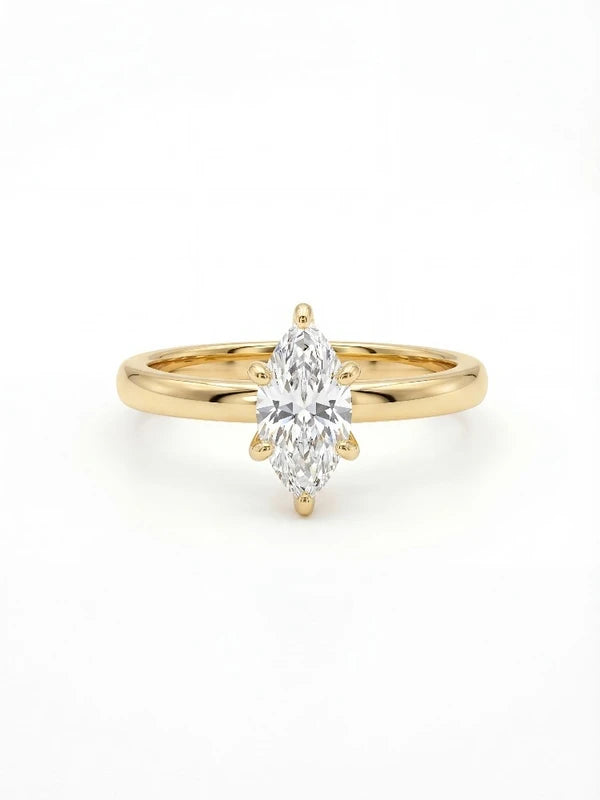 Sterling Silver Marquise Zircon Ring for Women - Engagement & Party Jewelry