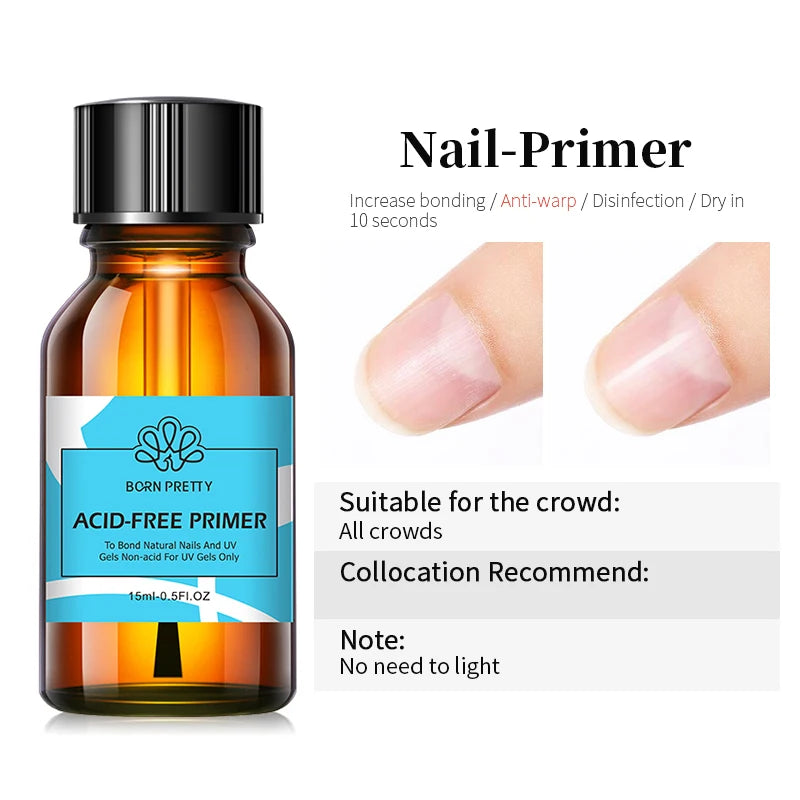 Nail Primer Dehydrate Base Coat Gel Nail Polish No UV LED Needed - 15ml