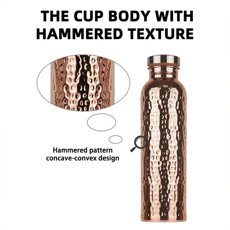 800ML Copper Water Bottle with Anti-Slip Silicone Base Thermal Insulation Leakproof Sports Bottle