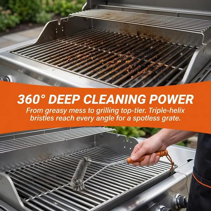 Stainless Steel BBQ Grill Brush Cleaning Tool Non-Stick Bristles Accessories