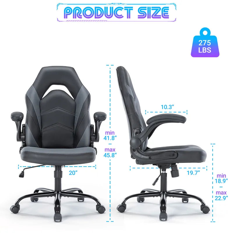 Ergonomic Office Gaming Desk Chair with Adjustable Height & Flip-Up Armrest