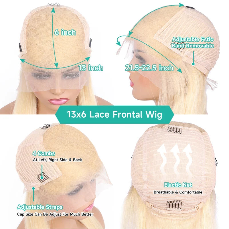 Human Hair Wigs 13x6 Lace Frontal Ombre Blonde & Dark Root Options