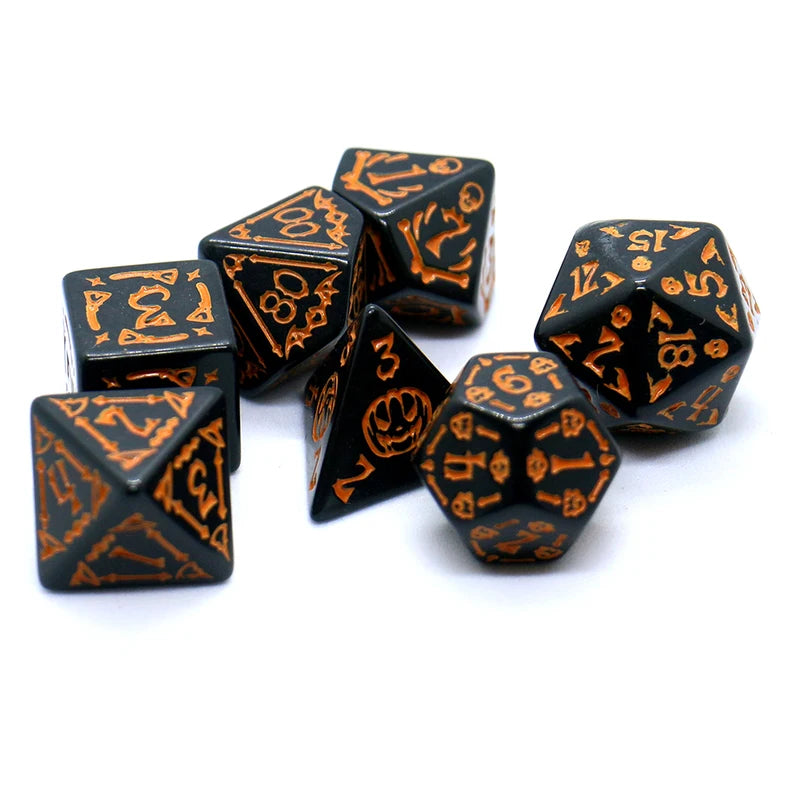 7PCS Halloween Pattern Board Game Dice Set for DND RPG - Relief