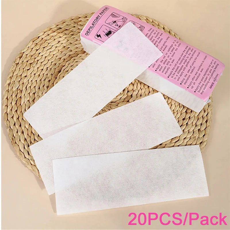 20Pcs Hair Removal Wax Strips for Face Body Legs Lip Eyebrow - Soft & Flexible
