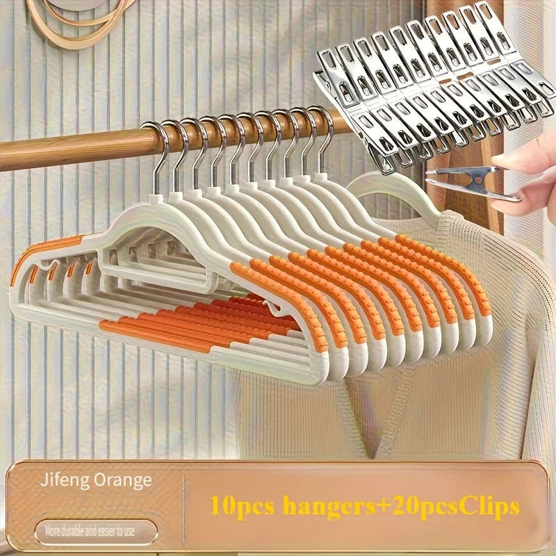 30pcs Heavy Duty Velvet Hangers Set with Clips - Anti Slip Closet Organization