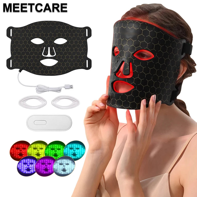 7 Colors LED Face Mask with Silicone Gel for Skin Rejuvenation & Oil Control