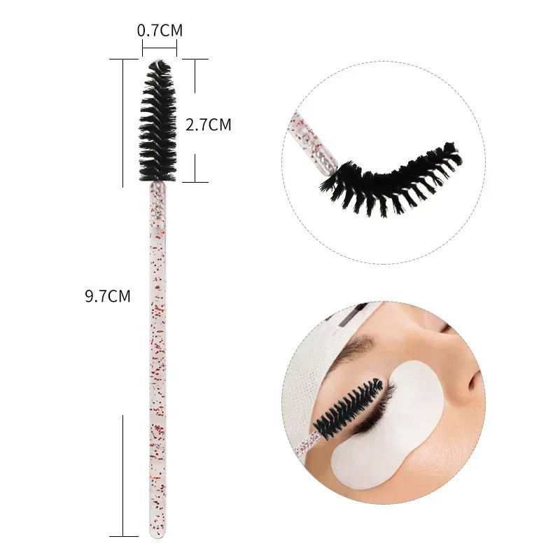 Disposable Makeup Brush Kit with Crystal Mascara Wands and Lip Applicators – 100pcs