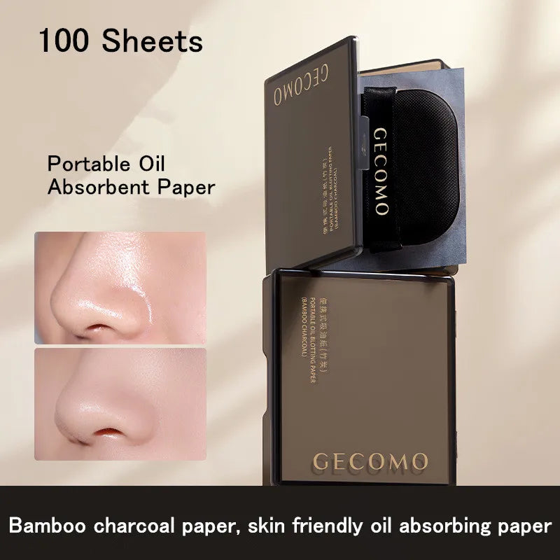 Oil Absorbing Facial Blotting Paper with Mirror - Portable Sebum Control Sheets