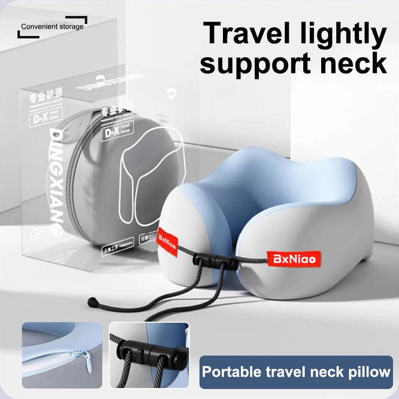 Travel Memory Foam U-Shaped Pillow Neck Support for Airplane & Travel